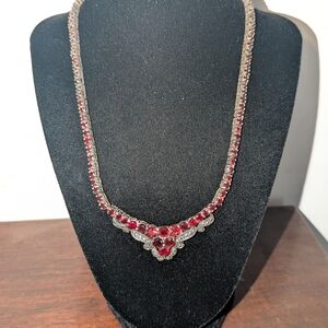 Elegant Silver and Red Necklace